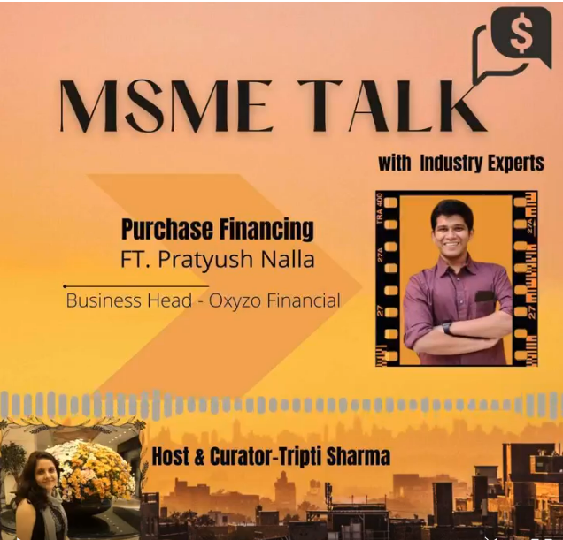 OxyzoFinancial's tweet photo. "It's critical for MSMEs to have stable purchase financing option lines to fund the purchase of raw material", says our Business Head Mr. Pratyush Nalla in the @MsmeTalk with Industry Experts

Listen to the full episode: https://t.co/AKvM2E8ojZ

#purchasefinancing #SME https://t.co/ZVEGhe9P8E