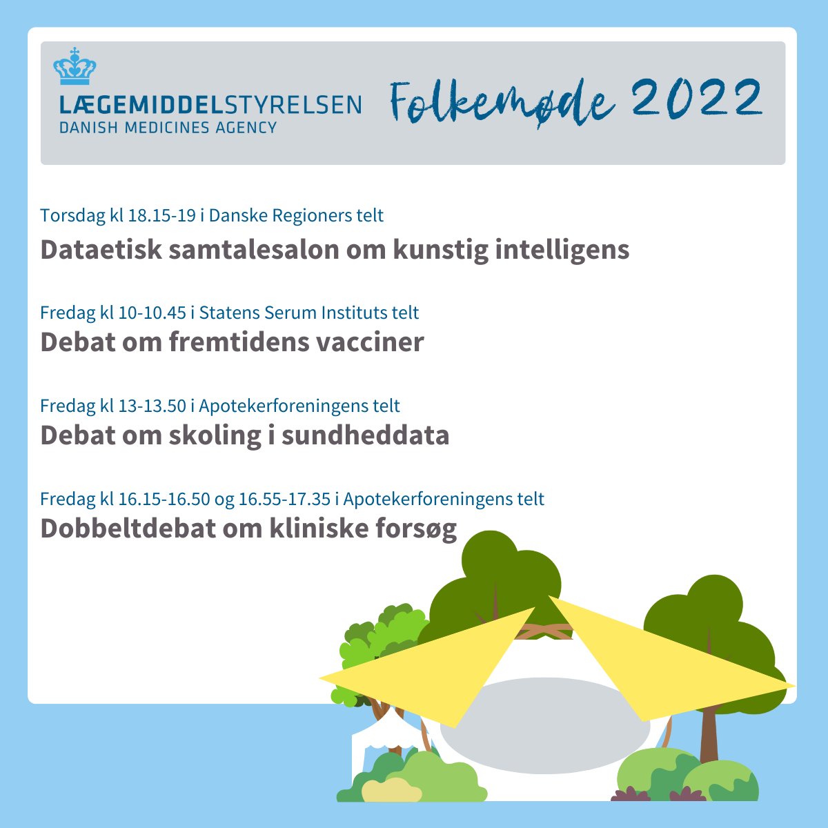 LMSTdk's tweet photo. Find @LMSTdk direktør @LMST_LBNielsen og enhedschef @LMSTKjaer fra vores Dataanalysecenter på #Folkemødet, hvor vi taler om kunstig intelligens i medicin og medicinsk udstyr, vacciner, etiske standarder for #sundhedsdata og kliniske forsøg👇 Læs mere her: https://t.co/OHe8DzjwF2 https://t.co/soqtYmQEVL