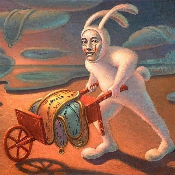 ariverofdesign's tweet photo. 'Pushing Clocks' by @markbryantart #dali #salvadordali #persistenceofmemory #surrealism https://t.co/DPzBATf5iF