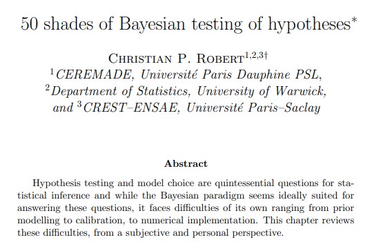 Dificultades con los contrastes de hipótesis bayesianos.

arxiv.org/abs/2206.06659