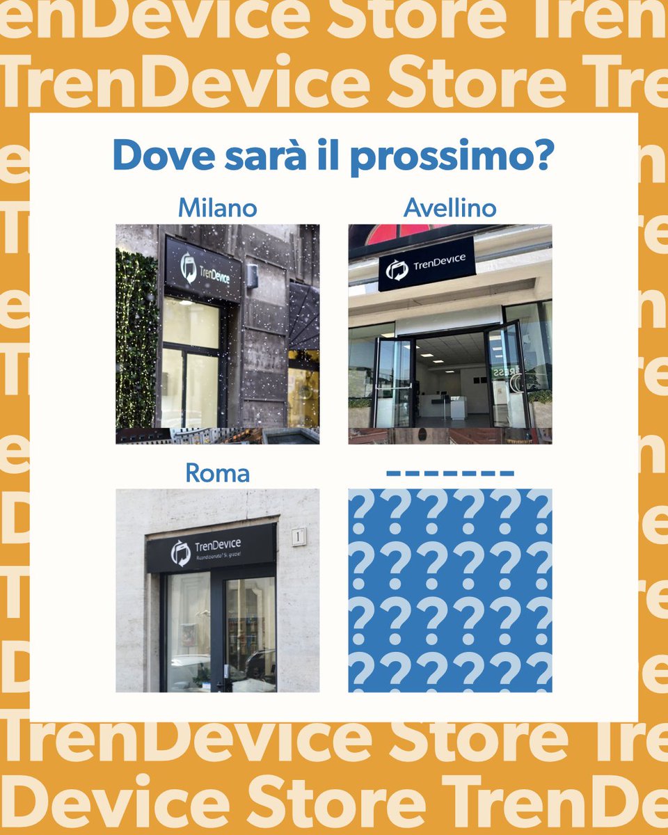 TrenDevice's tweet photo. É ufficiale… stiamo arrivando, di nuovo! Dove vorresti vedere aperto il prossimo #TrenDeviceStore? 📍🏃♀️
Provate a darci qualche suggerimento nei commenti e rimanete incollati ai nostri social per scoprire cosa succede nelle prossime settimane! https://t.co/eANUYVEDgj