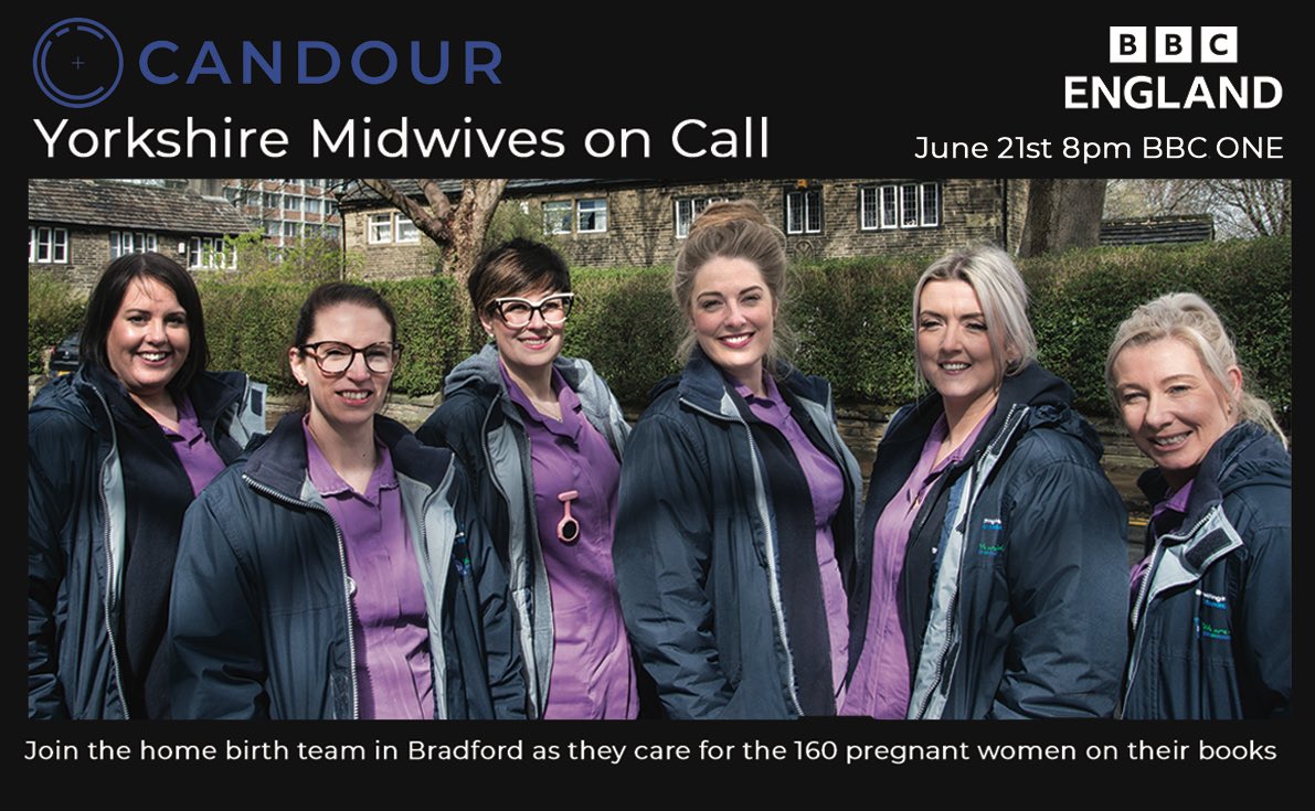 CandourTV's tweet image. On 21st June at 8pm Yorkshire Midwives on Call has its BBC1 debut in England! Don’t forget you can still catch up on the whole series on #BBCiplayer. @BTHFT #homebirth #midwives #Bradford #babies #homedelivery