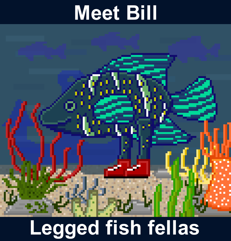 🤗Hello this is Bill he was the first legged fish to be born

He likes 🍫chocolate, 😂mischief, 🍪cookies and money 💵

You can find him here 👇😆

🔗opensea.io/assets/matic/0…

#NFTartist #NFT #NFTCommunity #NFTsales   #NFTTHAILAND #PolygonNFT #pixelart