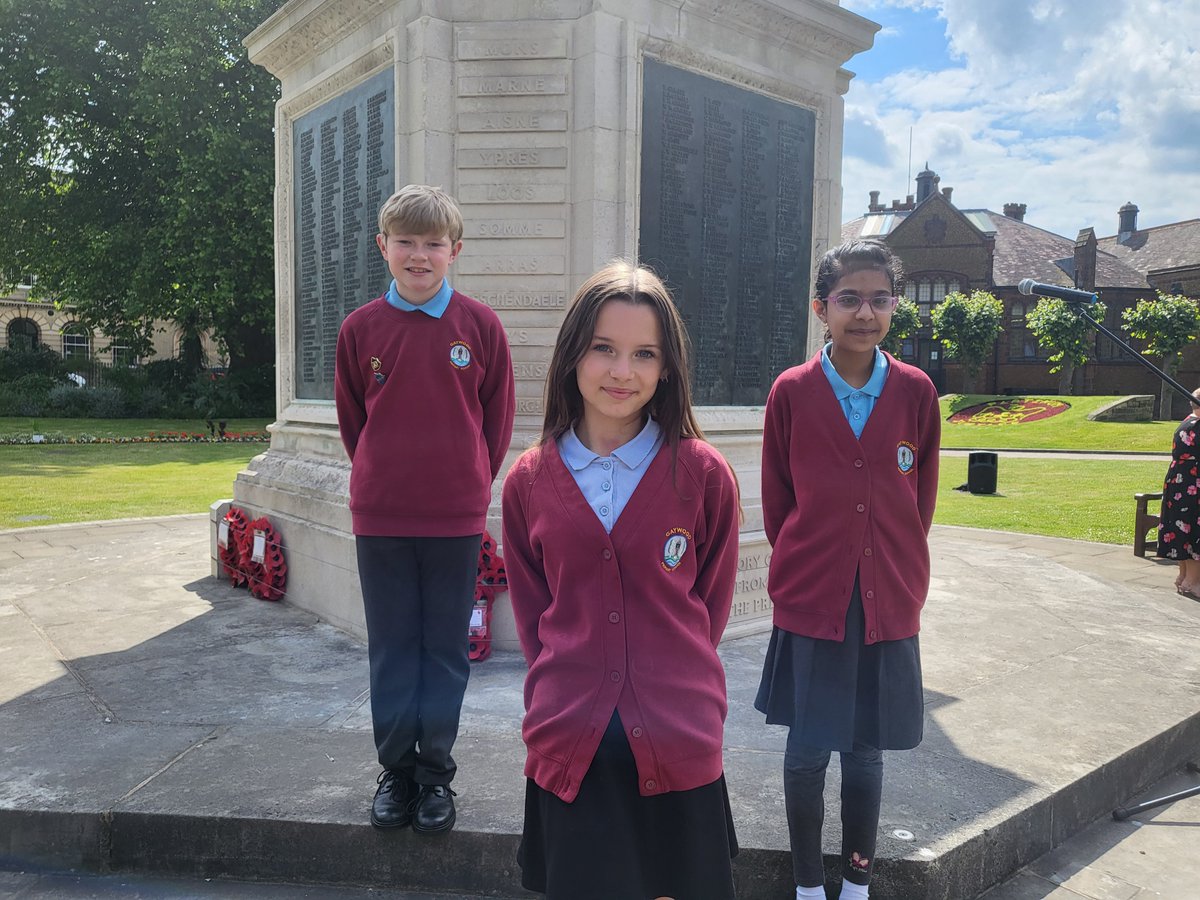 Three of our fabulous children representing @GaywoodPrimary at Tower Gardens yesterday. @WestNorfolkBC @PoppyLegion @WNAT_Home @beckywalker306