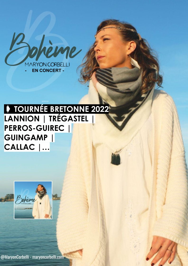 MaryonCorbelli's tweet photo. Allez hop, ma Tournée Bretonne 2022 approche à grands pas! Heureuse de vous annoncer que je serai en concert dès le 18 juin prochain ^^ Je passerai par #Guingamp, #Lannion, #Trégastel, #PerrosGuirec, #Callac... https://t.co/qVTl8vn8Cg