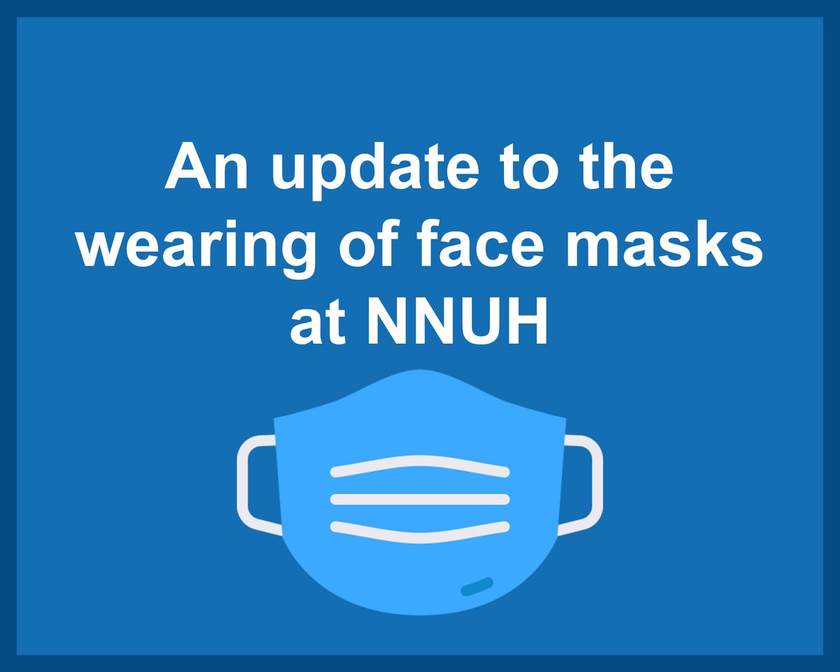 😷 AN UPDATE TO FACE MASK-WEARING Following new national guidance, an amended mask policy for staff, patients and visitors has come into effect today. We will still continue to provide masks for staff, patients and visitors who would like them. 1/7