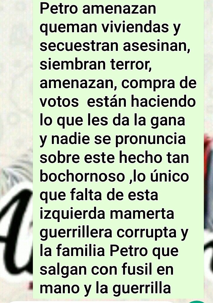 mayrateresaverg's tweet photo. Que piensa hacer el presidente ante las amenazas y el terrorismo el secuestro y incendios que está haciendo la familiapetro el pacto histórico y la mano de criminales MAMERTOS https://t.co/OussOVHoYq