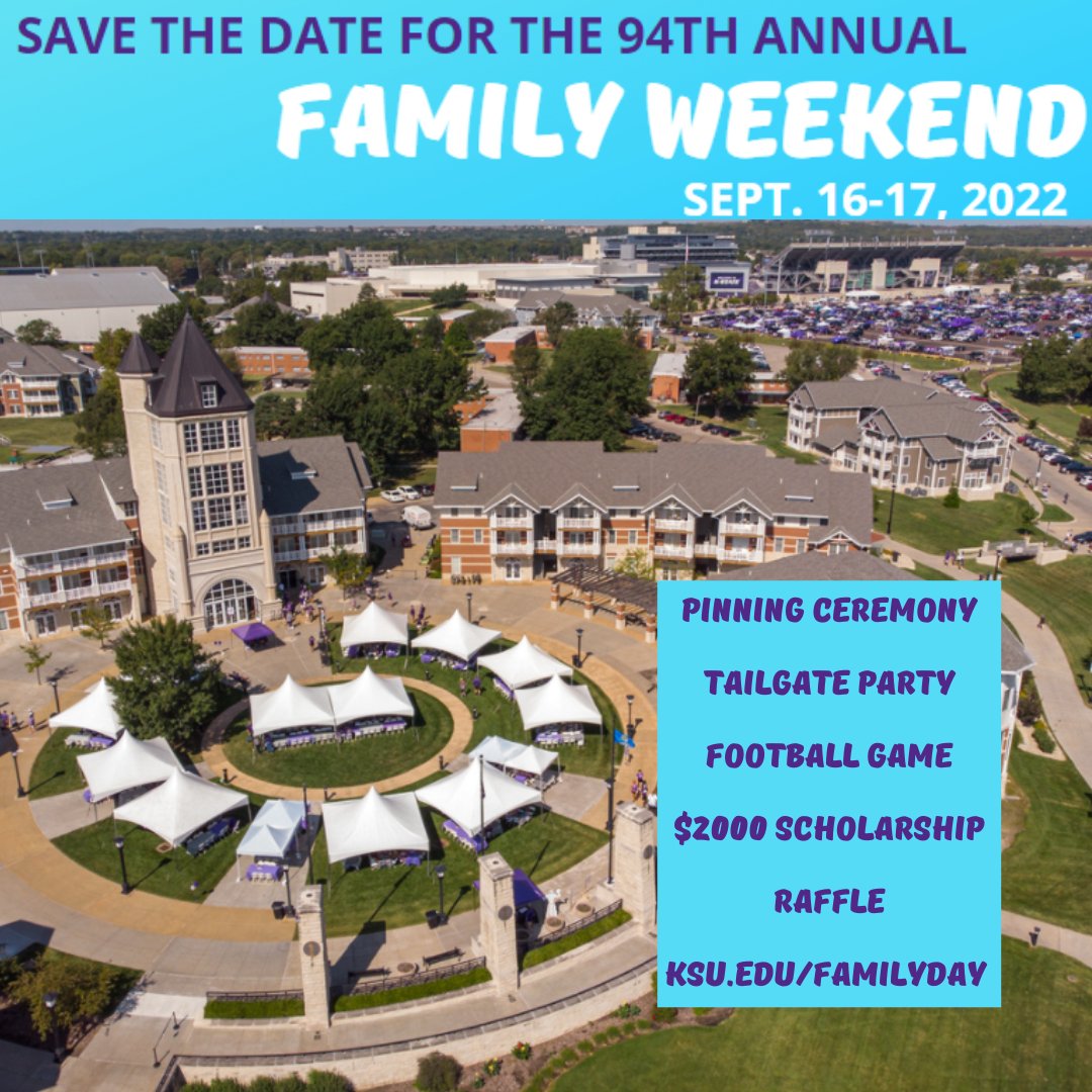 KStatePFP's tweet image. Registration now open for the 94th Annual Family Weekend! Don't miss out on K-State's signature Pinning Ceremony and Football Tailgate! Tickets sell fast!  Register today &amp;gt;&amp;gt; bit.ly/3QnycUQ