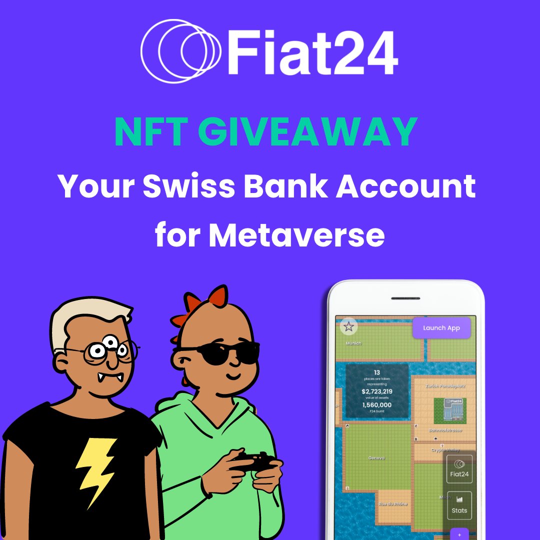 ClubMetahouse's tweet photo. 🏠 We’ve partnered with @Fiat24Account your Swiss bank account for the #metaverse. There are 10 pre minted Fiat24 NFTs + 10 of our WL spots up for grabs. 🔑

To enter:

✅ Like &amp; RT this post 

✅ Join our Discords:

1. https://t.co/ZwgoV5HuCs 
2. https://t.co/j0S0KA6CZ7 

48 hrs https://t.co/Xin4wqoSqt