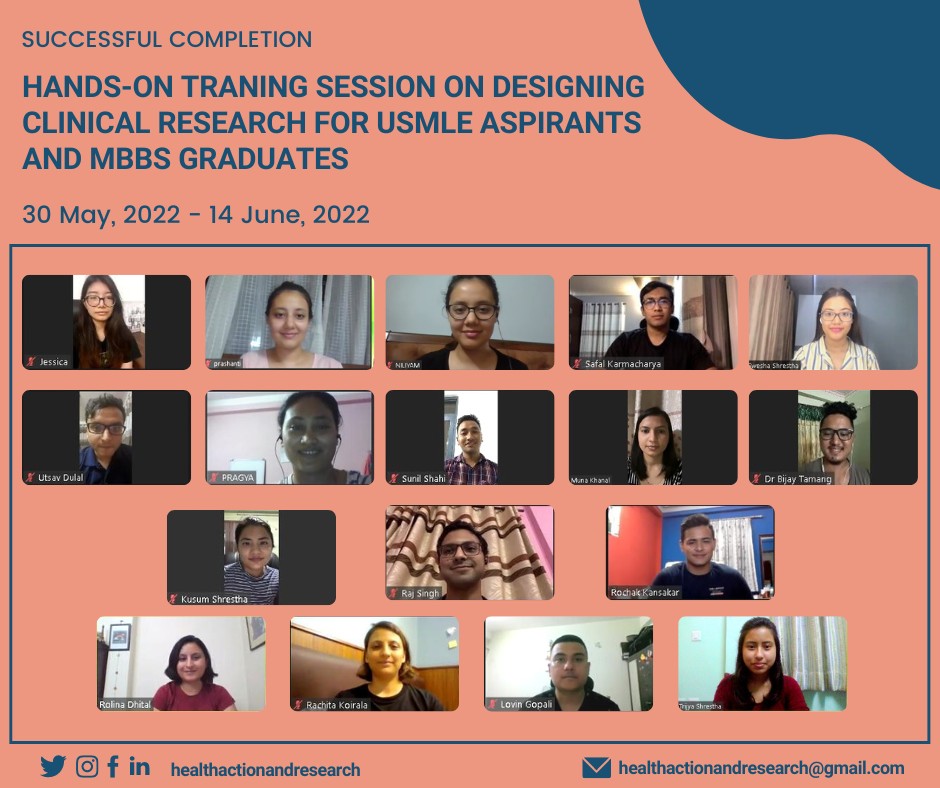 HealthActionan1's tweet photo. Successfully completed yet another exciting session for a promising group of young medical professionals. We discussed about research related to antimicrobial resistance, substance abuse, and mental health. Best wishes to our participants!  #clinicalresearch https://t.co/yGhRfLXXpJ