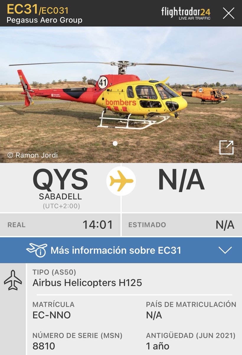 AvistamientosA's tweet photo. 🔴Primeros medios aéreos llegando al 🔥🔥 #IFBaldomar #Lleida #Cataluña 🚁 y 🛩 Airbus Helicopters H125 @PegasusAeroG “EC31” y Air Tractor AT802A Fireboss de #Avialsa “ECNDU”,las cargas de anfibios Pantano de Rialb @IncendiosES @AT_Brif @VOSTcatalunya @InfoEmerg @El_Batefuegos https://t.co/rURLFBqWng