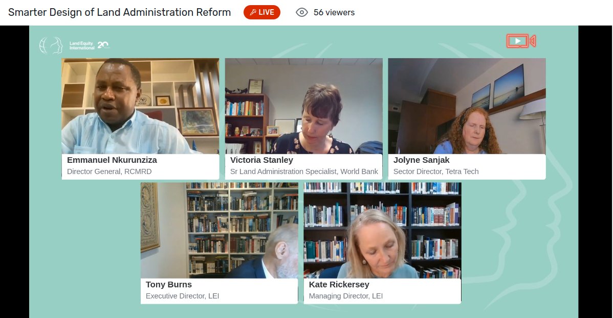 allanoware's tweet photo. Ongoing @landequityint webinar on Smarter Design of Land Administration Reform, discussing political economy impacts/issues @RCMRD_ https://t.co/gadhMZUxiW