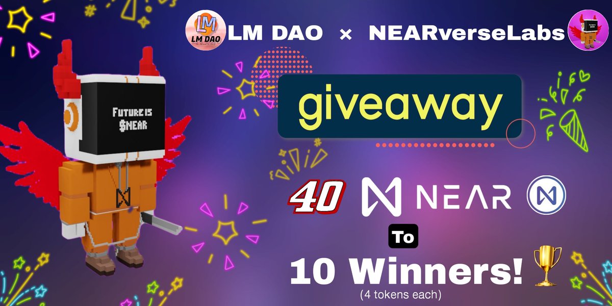 LM DAO (💰,❤) (@dao_lm) on Twitter photo 😱😱 Near Big Giveaway (10000Rs ) ⚡⚡
🤑🤑 40 #Near Giveaway To 10 Winners (4Near/Winner). 🔥❣️
To Win 🏆👉
✅ Follow <a href="/dao_lm/">LM DAO (💰,❤)</a> and <a href="/NEARverseLabs/">NEARVERSE LABS</a>
✅ Like, Retweet & Tag 5 friends.
✅ Join Discord In comment.
ENDS in 30 HOURS. ⏰
#Near #NFT #airdop #Giveaway #NFTGiveaways 😱😱 Near Big Giveaway (10000Rs ) ⚡⚡
🤑🤑 40 #Near Giveaway To 10 Winners (4Near/Winner). 🔥❣️
To Win 🏆👉
✅ Follow <a href="/dao_lm/">LM DAO (💰,❤)</a> and <a href="/NEARverseLabs/">NEARVERSE LABS</a>
✅ Like, Retweet & Tag 5 friends.
✅ Join Discord In comment.
ENDS in 30 HOURS. ⏰
#Near #NFT #airdop #Giveaway #NFTGiveaways