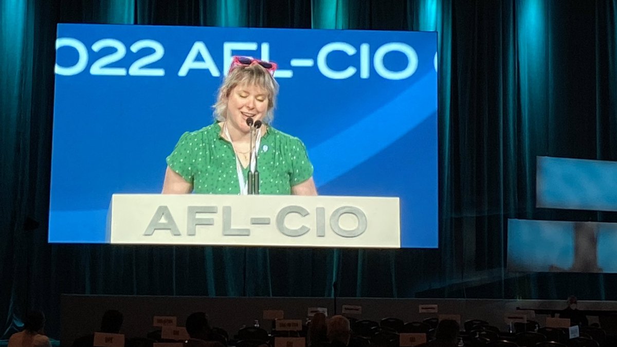 KalinaNewman's tweet photo. “Organizing in this country is a privilege that many of our brothers and sisters abroad do not have.” Rachel Gitlevich of @TMNY_Union @IATSE, the first animation studio in NYC to organize in more than 35 years, at #AFLCIOConv. https://t.co/wh7winKtOD