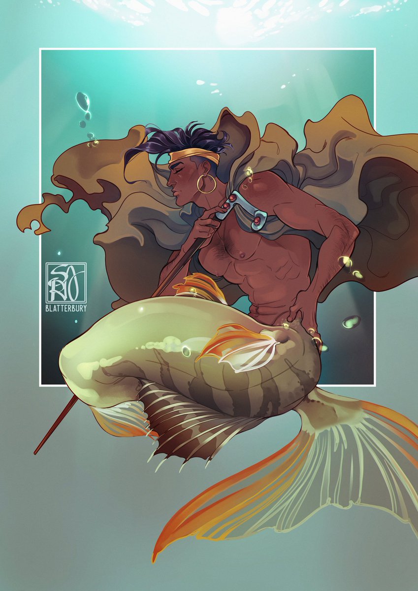 I was so happy to draw N'doul for my patrons. #mermay2022