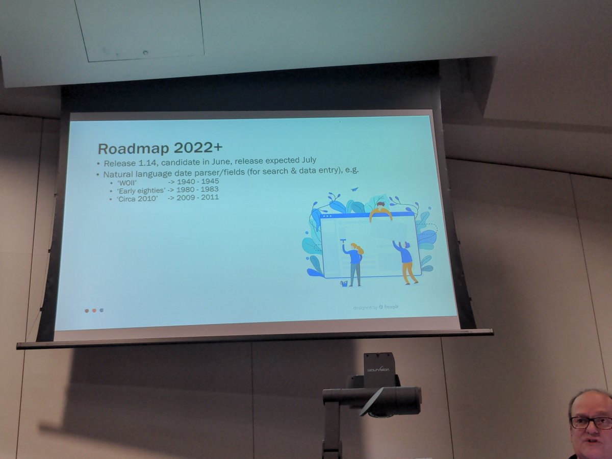 louisemcaw_w's tweet photo. Features coming in the future included natural date parsing (already in CALM), features from adlib that are important for moving into Collections including missing features, a new screens design tool (replacing current Designer function), and a user interface review #AxiellEU22 https://t.co/rOAEpvQBTB