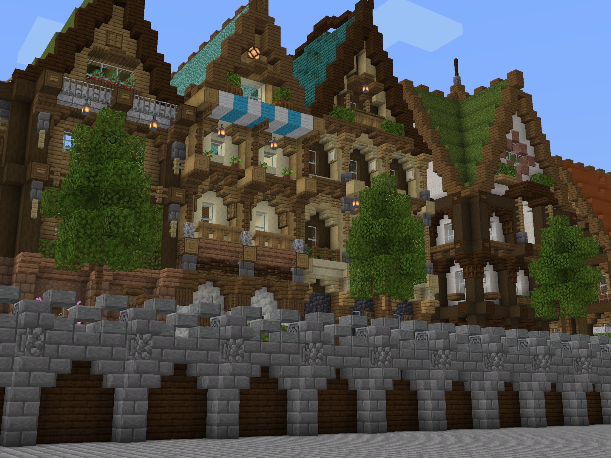 しーぷ 珍しい形の柵と壁作った Minecraft マイクラ マイクラ統合版 バニラ建築学部 T Co Kq7phgtlj1 Twitter