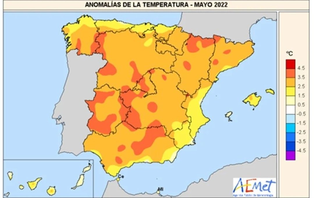 DATOS‼️

➡️El pasado de mes mayo ha sido el más caluroso del siglo XXI y el 2° desde 1961🥵🌡

➡️También ha sido extraordinariamente seco, el 2° desde 1961🏜

➡️Y ha tenido un 22% más de🌞que la media

Urgen medidas de adaptación ante la #EmergenciaClimática 📢

#UGTenVerde
