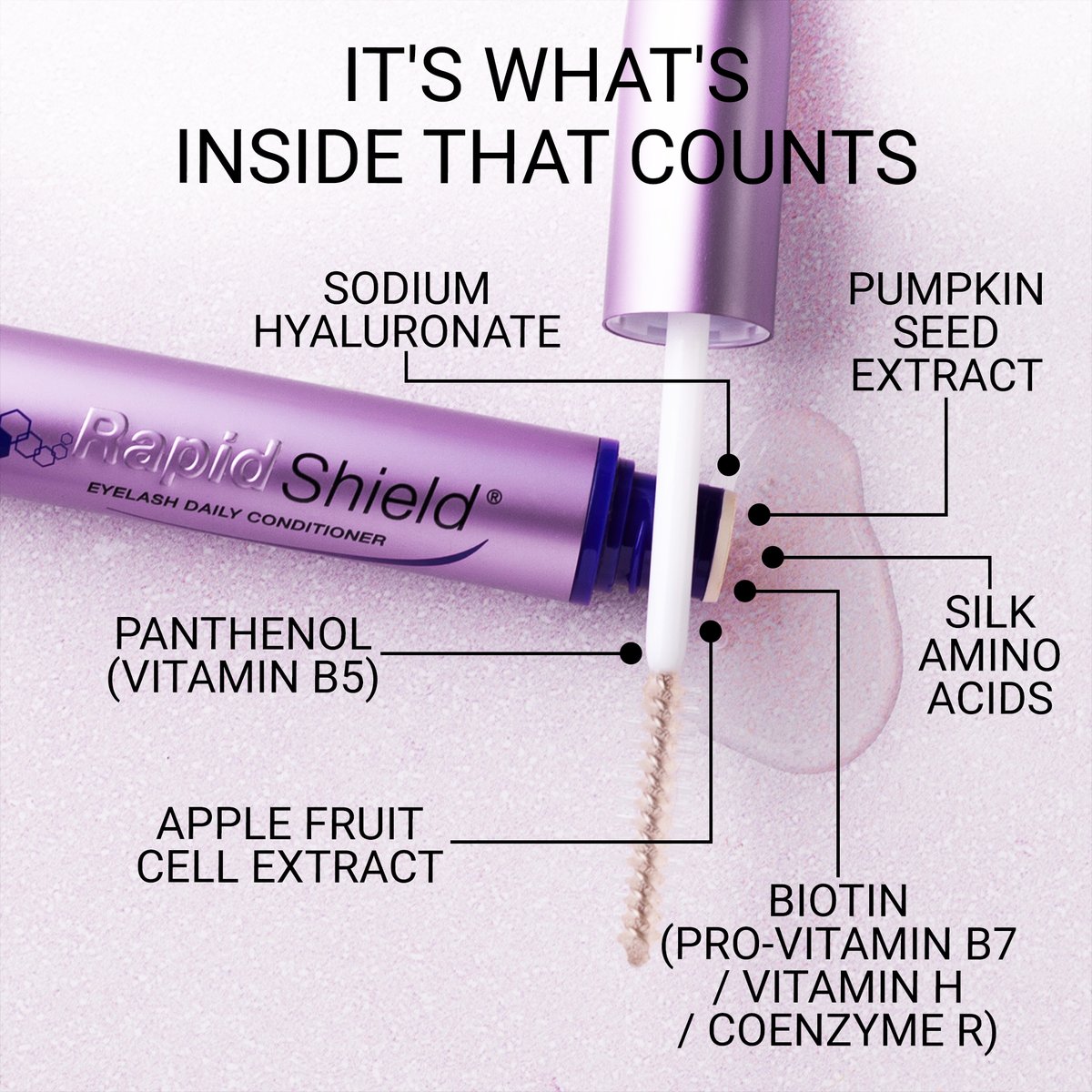 RapidLashUK's tweet photo. Using RapidShield as part of your lash journey to #SomewhereBeautiful?! It's what's inside that counts... 

🧬Sodium Hyaluronate 
🧬Silk Amino Acids 
🧬Apple Fruit Cell Extract
🧬Biotin
🧬Panthenol
🧬Pumpkin Seed Extract

Available at @feelunique https://t.co/HlJEnQU2CC https://t.co/fAk6VSdJmF