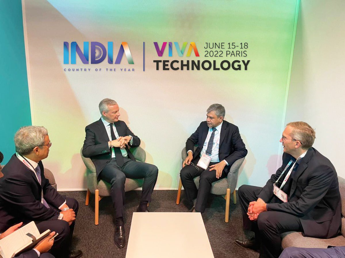 India in France (@indiaembfrance) on Twitter photo Minister <a href="/AshwiniVaishnaw/">Ashwini Vaishnaw</a> in conversation with Minister <a href="/BrunoLeMaire/">Bruno Le Maire</a> about India as a powerhouse of technology and innovation for billions at #VivaTech 2022 #IndiaAtVivaTech ! Minister <a href="/AshwiniVaishnaw/">Ashwini Vaishnaw</a> in conversation with Minister <a href="/BrunoLeMaire/">Bruno Le Maire</a> about India as a powerhouse of technology and innovation for billions at #VivaTech 2022 #IndiaAtVivaTech !