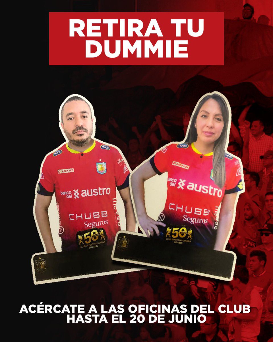 🔴RETIRA TU DUMMIE⚫️

Acércate a las oficinas del club 🏟hasta el 20 de junio 📅 y recoge tus dummies de la temporada 2020 y 2021