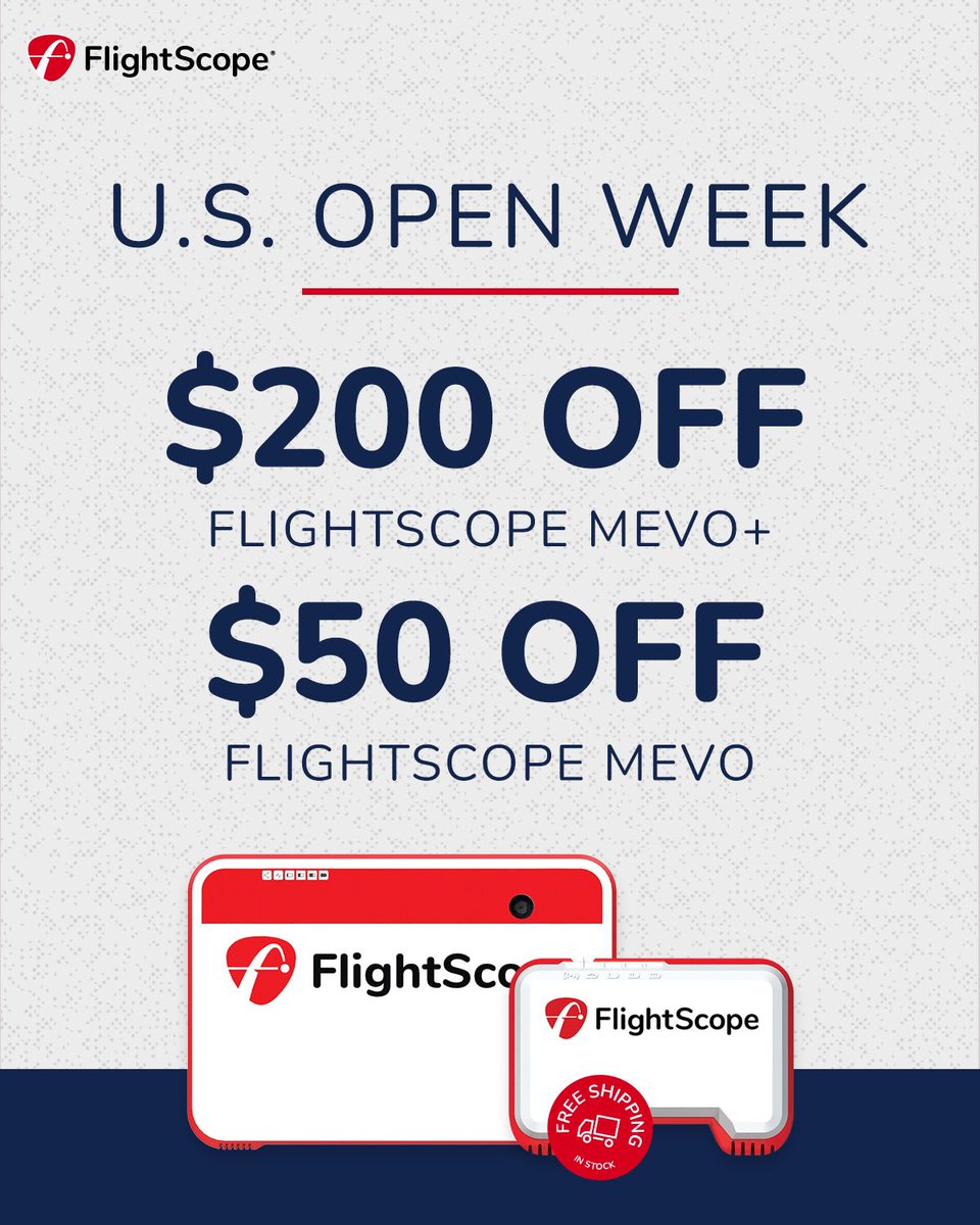FlightScopeGolf's tweet image. ⛳️ US Open special - this week only ⛳️

Take $200 off your Mevo+ purchase or $50 off your Mevo purchase now through Sunday night.

Stock available now!

*Price will adjust for those outside the US

#performancedatayoucantrust #usopen