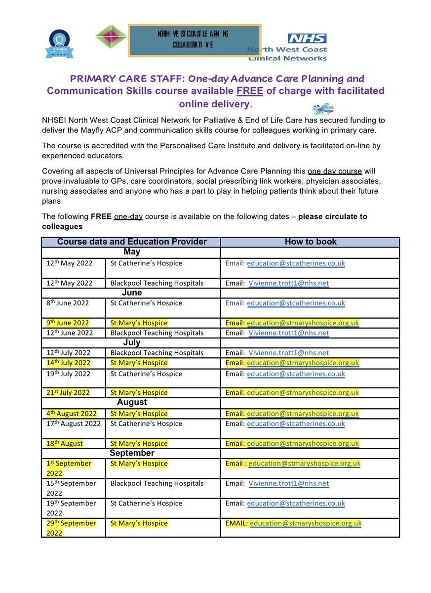 Living Well Team St Mary’s Hospice (@livingwellsmh) on Twitter photo FREE Advanced Care Planning/Communication Training dates open to all health and social care staff in the Cheshire & Merseyside, Lancashire & South Cumbria. @stmaryshospice <a href="/UhmbtV/">UHMBTAbbeyView</a> <a href="/annetuc_ot/">Anne Tucker</a> <a href="/helenturner_76/">Helen Turner</a> <a href="/moo01_moore/">Sharon Moore</a> @UHMBTHFTeam <a href="/FrailtyTeam/">Team Frailty @uhmbt</a> <a href="/KendalICC/">Kendal ICC</a> <a href="/windermerenurse/">UHMBT Windermere & Ambleside District Nurses</a> FREE Advanced Care Planning/Communication Training dates open to all health and social care staff in the Cheshire & Merseyside, Lancashire & South Cumbria. @stmaryshospice <a href="/UhmbtV/">UHMBTAbbeyView</a> <a href="/annetuc_ot/">Anne Tucker</a> <a href="/helenturner_76/">Helen Turner</a> <a href="/moo01_moore/">Sharon Moore</a> @UHMBTHFTeam <a href="/FrailtyTeam/">Team Frailty @uhmbt</a> <a href="/KendalICC/">Kendal ICC</a> <a href="/windermerenurse/">UHMBT Windermere & Ambleside District Nurses</a>
