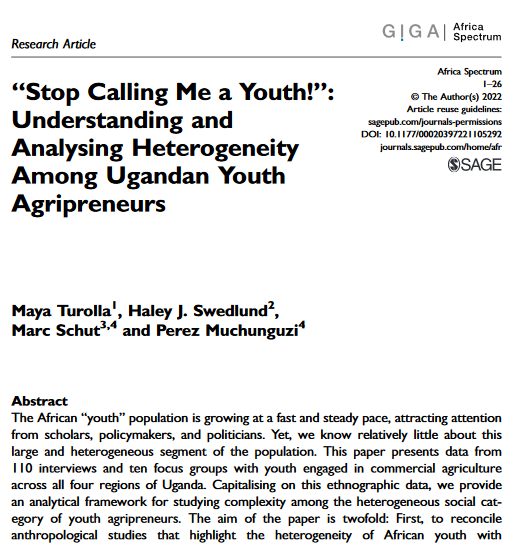 timglawion's tweet photo. Finally, what is a “Youth”? 
Now in @AfricaSpectrum, always #OpenAccess.
Congrats @MayaTurolla @hjswedlund @marc_schut &amp; @MuchunguziPerez !
Building on concept by @ronmethorst @josverstegen &amp; more. 
#YouthDay2022 #YouthAreTheFuture #Uganda 
https://t.co/NR5tzyNAQY https://t.co/ikU6Hf3vtU