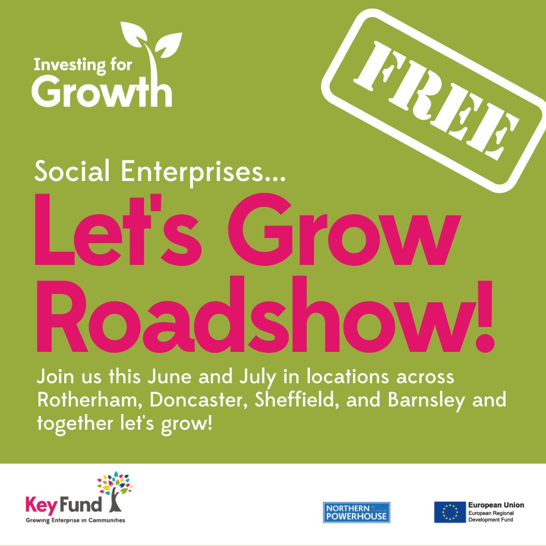 Not long to go! Grab your FREE place at an IfG 'Let's Grow' Roadshow event. Expect #bizsupport stories from other #socents, info on the IfG fund, top tips to kick start your application + a free lunch
lnkd.in/gRvWQygi 
<a href="/Veitchie/">Veitchie</a> 
#rotherham #sheffield #barnsley #Doncaster