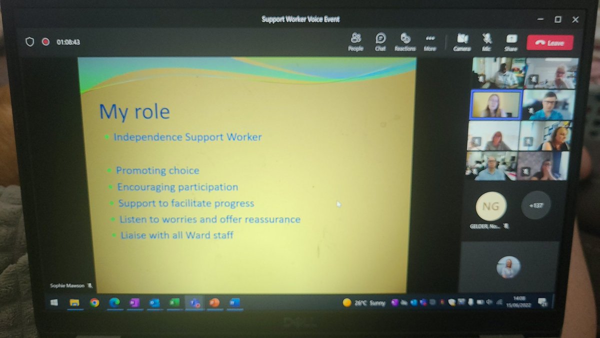 I am throughly enjoying the Support Worker Voice Event on MS teams this afternoon. It's so interesting to hear support workers journeys from trusts across the country. @ImNotJust3 @DawnGrant63 #supportworkervoice #HEE #WeAreHCSW