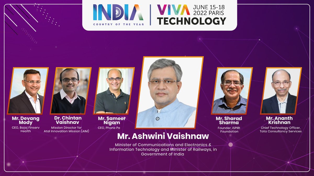 Product_nation's tweet photo. India leading global and grassroot digital revolution! 4 days on startups, innovations display, discussions on tech, to transform lives with Minister @AshwiniVaishnaw, @Mody_Devang, @sharads, Mr Ananth Krishnan - TCS, @DrChintan_V, @_sameernigam at #Vivatech #IndiaAtVivaTech https://t.co/bYaTJCua8N
