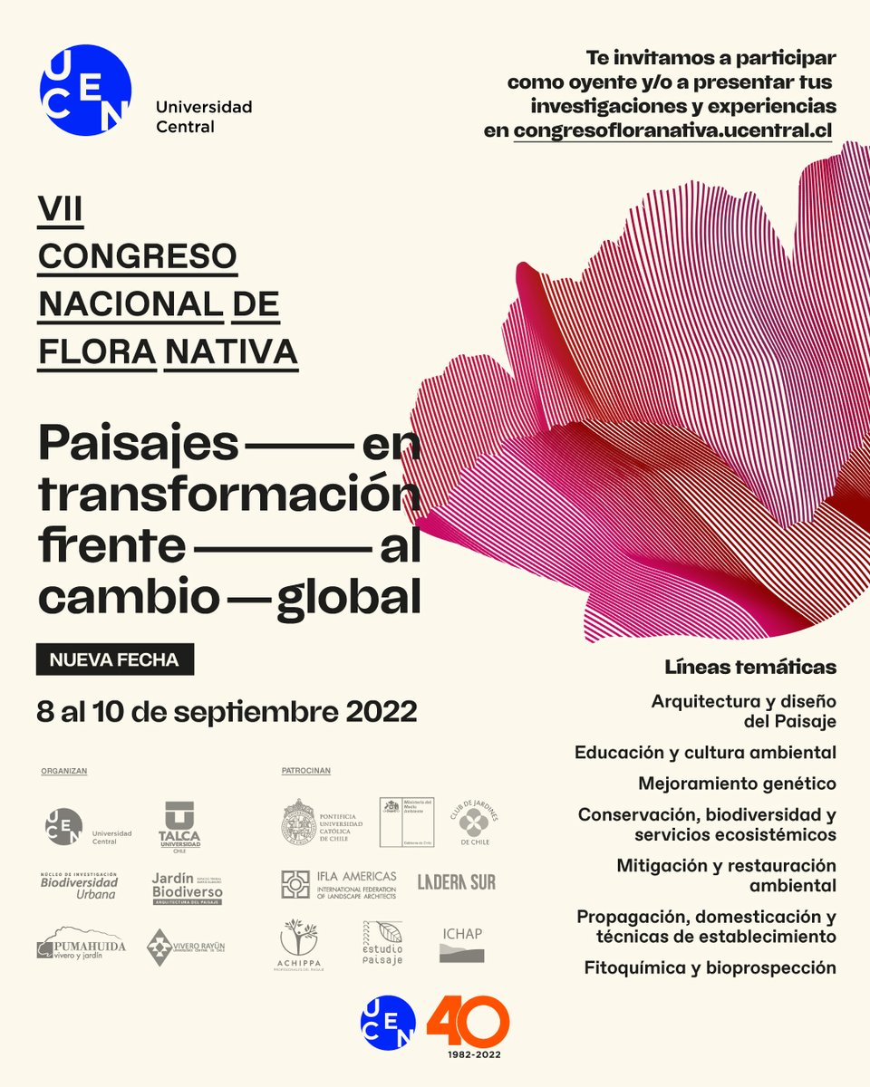 agrariasutalca's tweet image. 🌸 VII Congreso Nacional de Flora Nativa | Investigadores, académicos, profesionales y estudiantes.

Como ha sido de tradición, este encuentro potencia lazos entre organizaciones públicas y privadas, instituciones de educación superior.

Info: congresofloranativa.ucentral.cl [Bío IG]