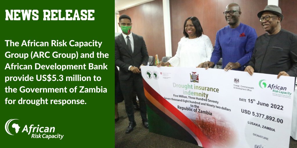 The Government of #Zambia 🇿🇲 receives US$5.3 million to aid the country’s recovery from the extreme drought event during the 2021/2022 agriculture season.

Read more ➡️ arc.int/news/african-r…