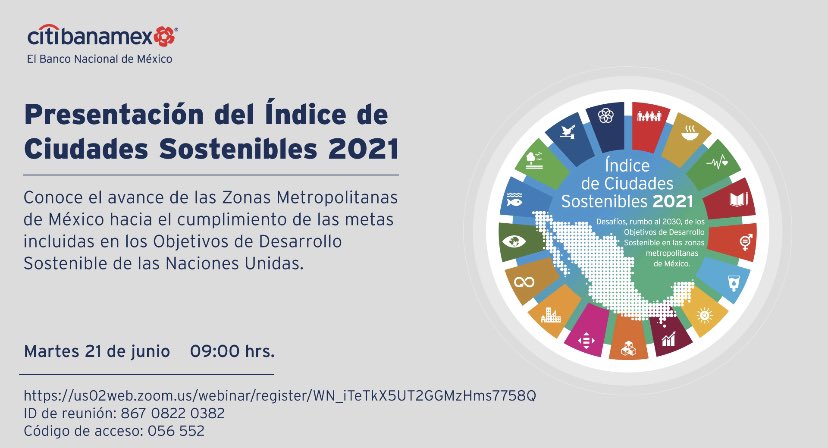 machinebone's tweet photo. Hola! Ya viene la presentación del Índice de #CiudadesSostenibles2021 de @Citibanamex. Conoce el avance de las Zonas Metropolitanas de México hacia el cumplimiento de las metas incluidas en los Objetivos de Desarrollo Sostenible de las Naciones Unidas.
https://t.co/4Kxw1UHknL https://t.co/inQW4cB6YF