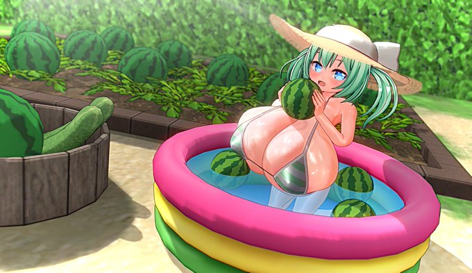 #梅雨入りしたので水着グラビア風SS貼って夏を先取りしよう

夏と水着とウォーターメロン(*'ω'*)

おやすみなさい_(:3」∠)_ 