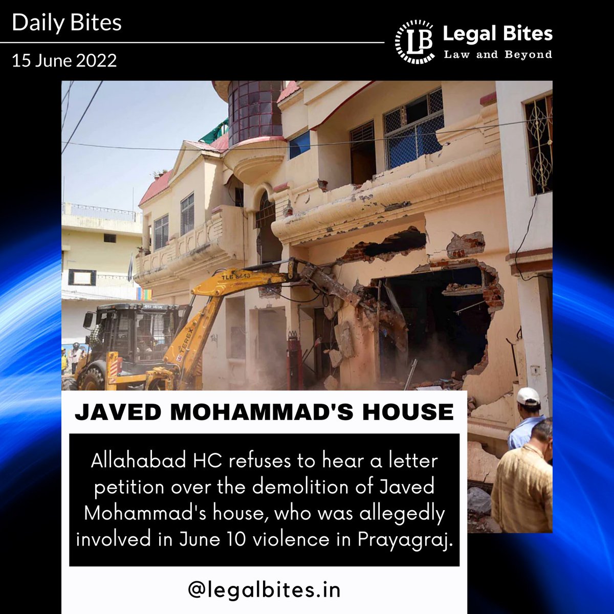 Allahabad HC refuses to hear a letter petition over the demolition of Javed Mohammad's house, who was allegedly involved in June 10 violence in Prayagraj.

#SupremeCourt #allahabadhighcourt #Prayagraj #JavedMohammad #dailynews #news #law #dailybites #legalbitesacademy