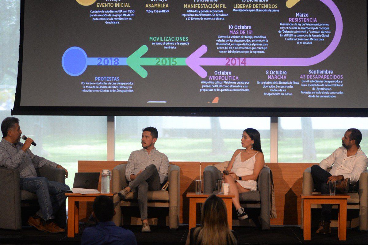 paulalcantar's tweet image. Ayer tuvimos un conversatorio en el @ITESO sobre el #YoSoy132; un movimiento surgido desde una universidad jesuita que este año cumplió una década. Fui invitado junto a @chakin182 y @MelinaAlatorreN (yo como observador y ellxs protagonistas) a recordar esta explosión estudiantil.