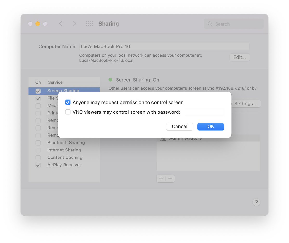 ScreensExpress's tweet image. A change in macOS 12.4 is preventing Screens Express to enable Screen Sharing &amp;amp; an option. We’re working on a fix. By then, make sure Screen Sharing is enabled &amp;amp; the “Anyone may request permission to control screen” option under Computer Settings… before launching the app.