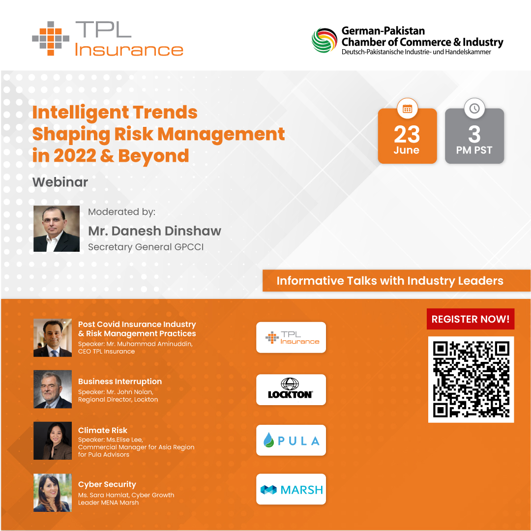GPCCI_PK's tweet photo. Only 8 more days!Join TPL Insurance on June 23rd, 2022,to learn about Intelligent Trends Shaping Risk Management in 2022&amp;Beyond.#TPLInsurance #Insurtech #Insurance #RiskManagemen #gpcci #gpccikhi #gpccipk #gpccicares Note:Link for registration is for member companies of GPCCI. https://t.co/hk3IsrMS4I