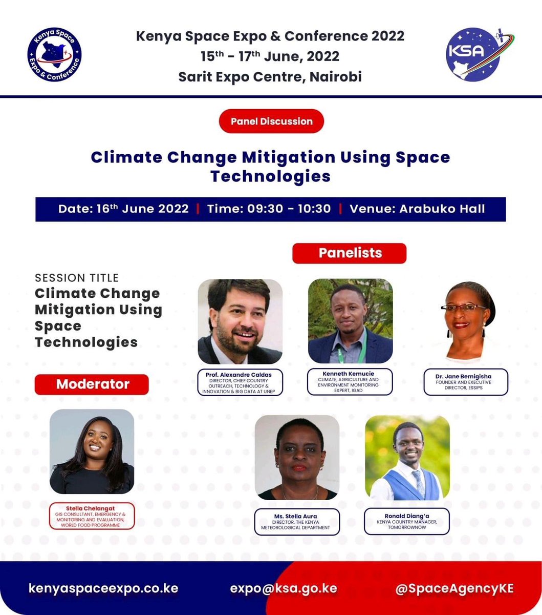 TomorrowNow_'s tweet photo. How can farmers benefit from space technologies?

JOIN US tomorrow for the 0930hrs panel discussion at the ongoing #KenyaSpaceExpo to learn more as we unpack “climate change mitigation using space technologies” for #WeatherIntelligence4ALL
#KSEC2022

https://t.co/CRtC67Jv5r https://t.co/On9GZl8YPi