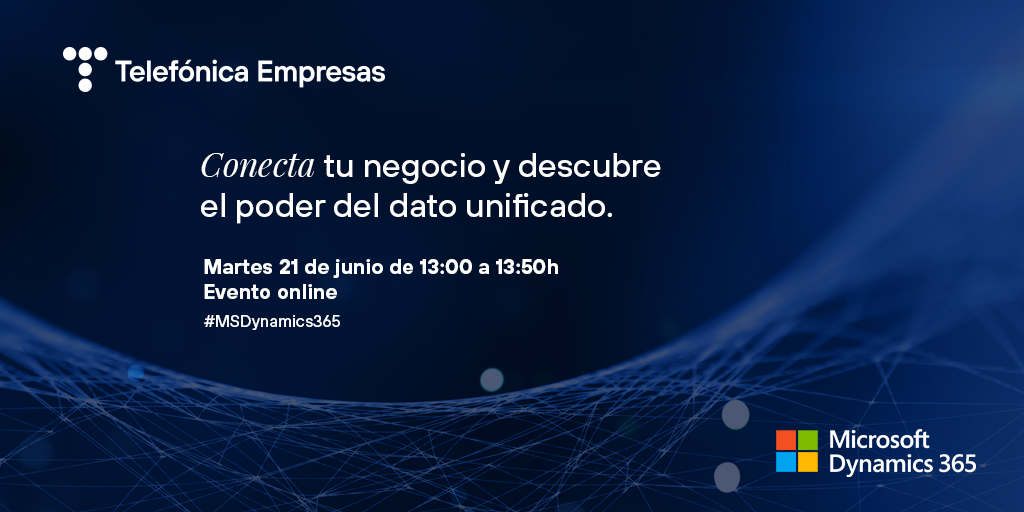Xanelaberta's tweet photo. Descubre el 21 de junio a las 13:00 h, como la combinación de 
@MicrosoftES
 y 
@TE_GranEmpresa
 aportan a tu empresa un mejor conocimiento del negocio gracias al uso de #datosinteligentes Incríbete aquí https://t.co/gBkiogBxit ¡¡Te esperamos!! #MSDynamics365 #TelefónicaEmpresa https://t.co/dzi0KkkLSk