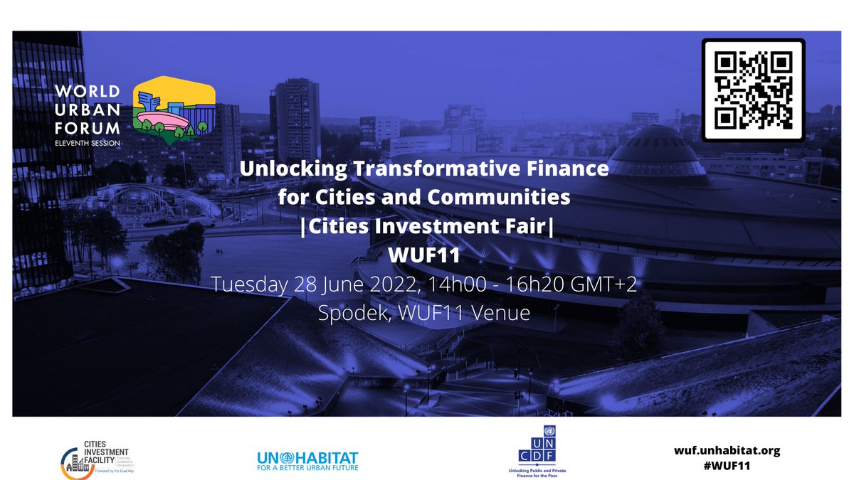 cif_org's tweet photo. We, @cif_org, invite you to join us, at #WUF11 in Katowice, Poland, at our event “Unlocking Transformative Finance for Cities and Communities: Cities Investment Fair and Project Showcase” on Tuesday 28 June 2022, from 14h00 – 18h00 GMT+2. Save the date!

✨#TransformingCities https://t.co/q8WM8mKuLs