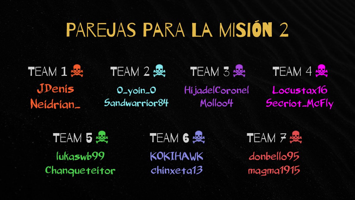 Ya tenemos las parejas para la segunda misión. 

Lo que se viene es  b r u t a l 🔥