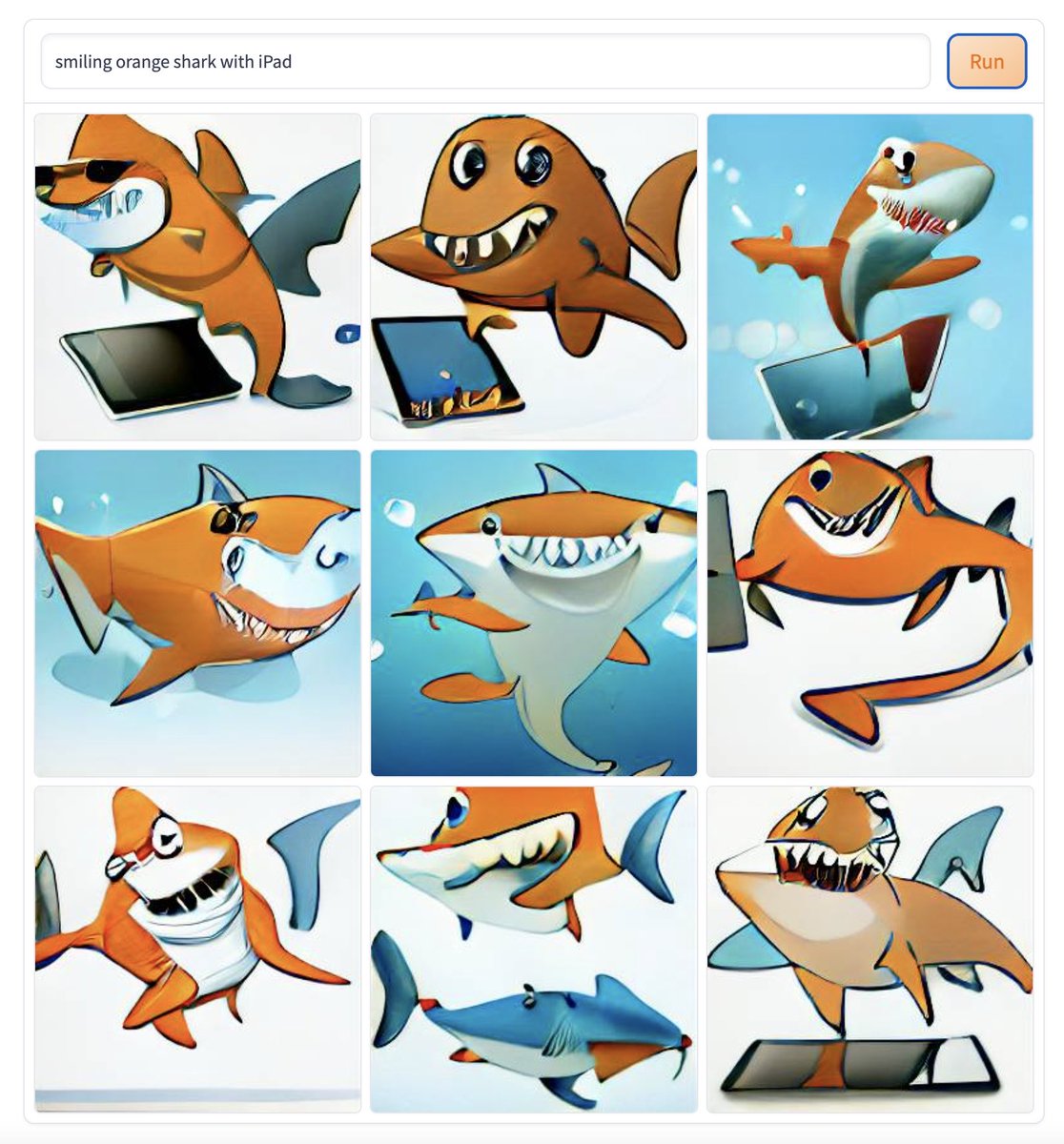 MakoCreateUK's tweet photo. #Dalleโs interpretation of #MakoCreate:
- Mako is a type of shark ๐ฆ
- Orange is our jam ๐
- We use iPads a lot ๐ฒ
Gotta love these results ๐ ๐ผ https://t.co/vi33jjmJfo