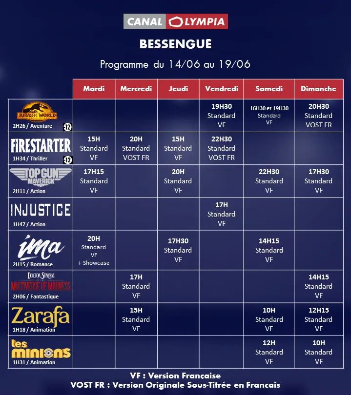 Ledawa's tweet photo. PROGRAMME DE LA SEMAINE
#CANALOLYMPIABESSENGUE
#CANALOLYMPIAYAOUNDE1
#CINEMAEDEN
#GENESISCINEMAS https://t.co/kv9xkvWAJ4