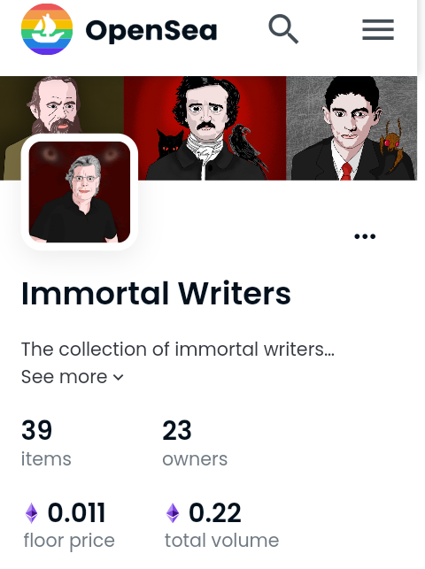 The fall in the price of ethereum has made the cost of our writers very cheap. 📚
 
Join us and support us for development and charity. ❤️

25% of the goods sold will be donated to support children with autism. 😇

#NFTCommunity #NFTs #NFT #NFTProject #opensea #writers #charity