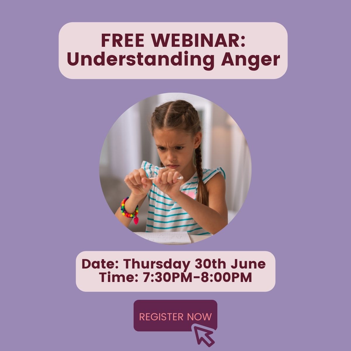 We look forward to hosting our webinar Q&A on Thursday the 30th of June at 7:30pm on Understanding Anger.

Register to secure your place: bit.ly/3xKnLmL

#parentingclasses #parentingadvice #parentingtips #childbehaviour #teenbehaviour