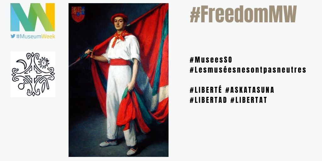 MuseeBasque's tweet photo. #MuseumWeek22 #FREEDOM ✊🕊#LIBERTÉ #ASKATASUNA #LIBERTAD #LIBERTAT Les musées ne sont pas neutres... Museoak ez dira neutroak... #MuseeBasque #MuseesSO Eugène Pascau (1875-1944). Porte-étendard Basque, Euskal Ikurrin atxikizailea 1935 © Musée Basque et de l'histoire de Bayonne https://t.co/jWUyzaCHt5