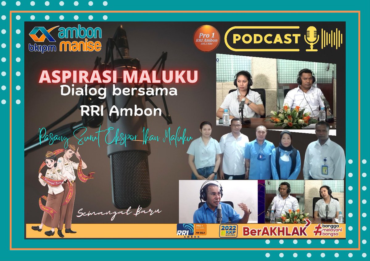 BPPMHKPAmbon's tweet photo. #SahabatBahari ...Kepala @BKIPMAmbon berkesempatan menjadi narasumber pada Talk Show Aspirasi Maluku dgn Topik "Pasang Surut Ekspor Ikan Maluku, Ada Apa" di RRI Ambon.
@harimaryadi65
@hatta_arisandi 
#BMK2022 
#MENTERIKKP #KKPAccelerate #SaktiWahyuTrenggono https://t.co/h53CJBqsqu