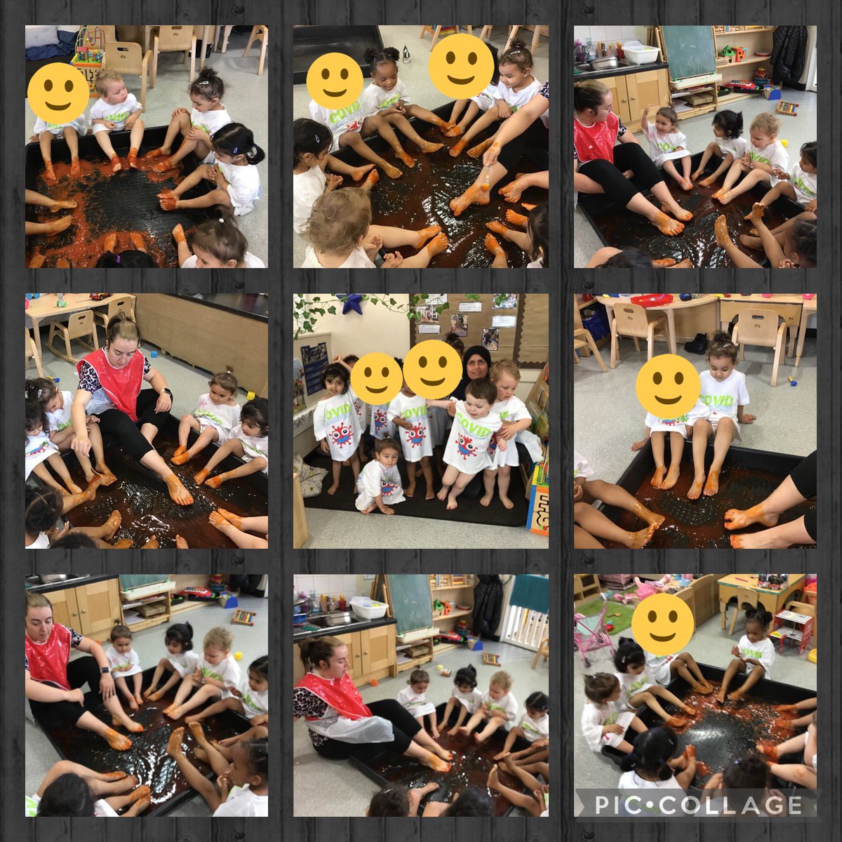 StPaulsBolton's tweet photo. This children in Little Saints are enjoying messy play day. Today we explored beans, tomatoes and chilli sauce. The children had their feet inside and hands before sitting in the tray along with Miss Pimbley. #messyday #fun #EYFS https://t.co/XKNRSmSMpi